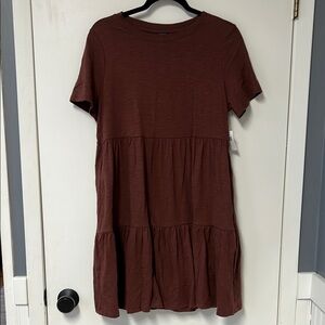 Old Navy Brown Knee-Length Sundress with Crew Neck and Short Sleeves